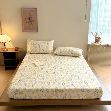 91家纺网 家纺一手货源 找家纺 寻米 2025新款A类全棉双层纱印花单床笠 初夏