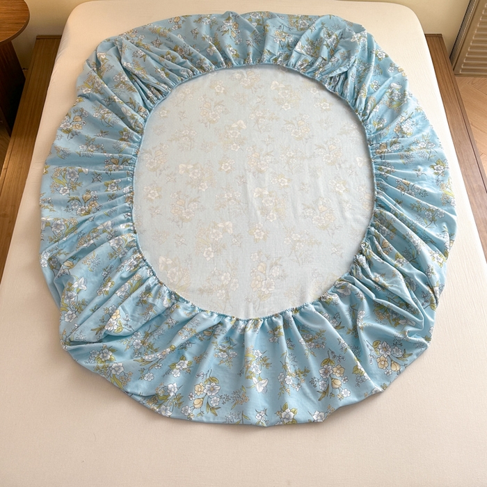 91家纺网 家纺一手货源 找家纺 寻米 2025新款A类全棉双层纱印花单床笠 澜月