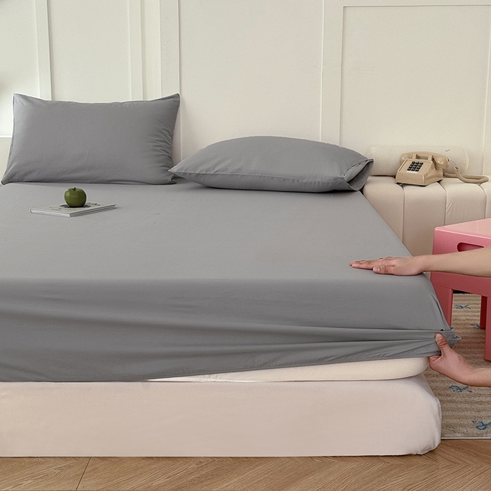 91家纺网 家纺一手货源 找家纺 佰亿莱 2025新款简约舒适全棉单品系列单床笠 高级灰