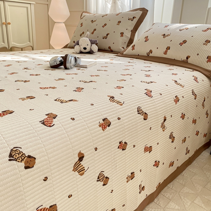 91家纺网 家纺一手货源 找家纺 尊妙被业 2025新款针织棉直边床盖三件套 安好