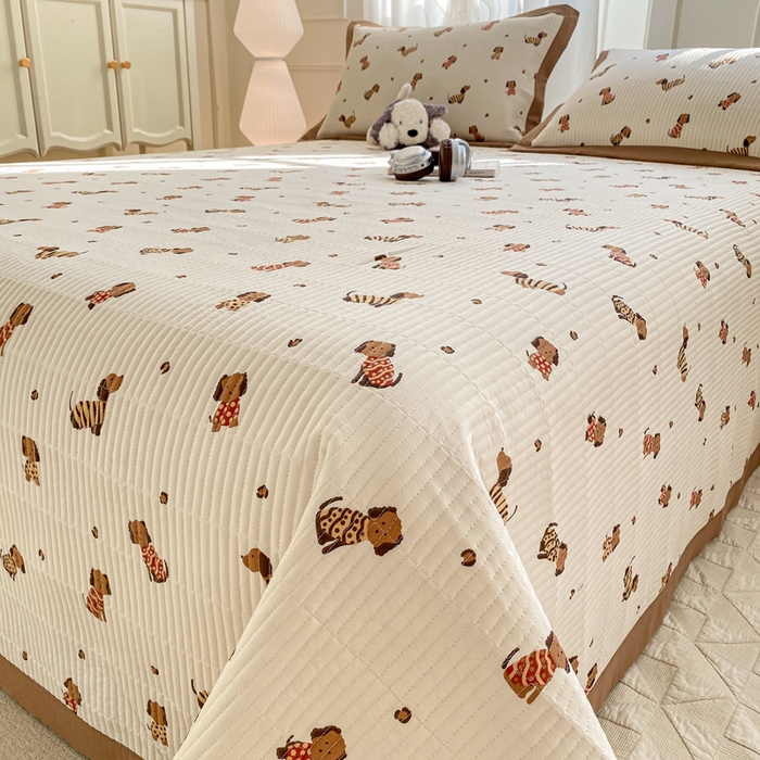 91家纺网 家纺一手货源 找家纺 尊妙被业 2025新款针织棉直边床盖三件套 安好