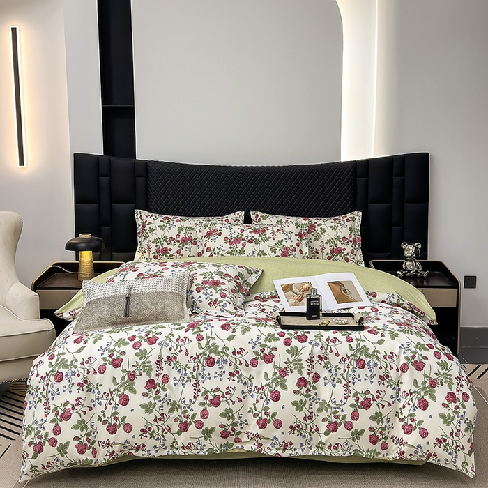 91家纺网 家纺一手货源 找家纺 （买家秀爆款花色不断货）A类母婴级小清新磨毛四件套简约磨毛四件套花卉磨毛四件套卡通磨毛四件套格子条纹 梦幻玫瑰