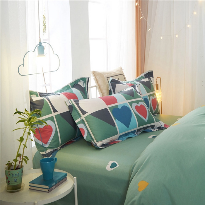 91家纺网 家纺一手货源 找家纺 沐白家居 2025新款全棉印花四件套 彩虹心