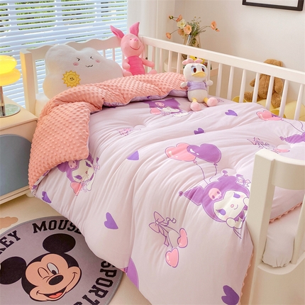 91家纺网 家纺一手货源 找家纺 （买家秀 爆款花型长期款不断货）迪士尼豆豆被针织棉被子针织棉豆豆被迪士尼正版授权豆豆被春冬被-儿童被 樱桃库洛米