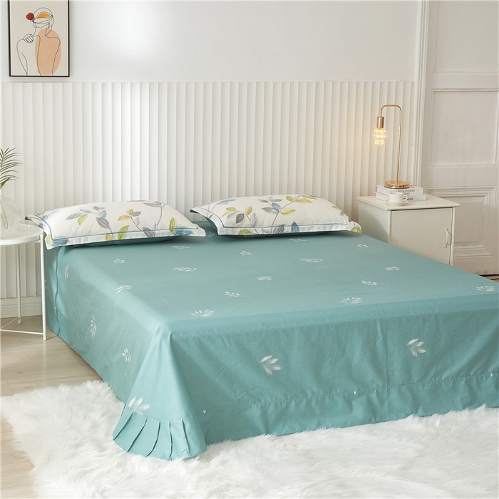 91家纺网 家纺一手货源 找家纺 沐白家居 2025新款全棉印花四件套 绿植