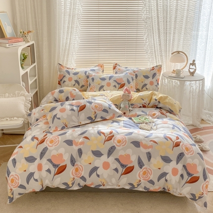 （买家秀爆款花色不断货）A类母婴级小清新磨毛四件套简约磨毛四件套花卉磨毛四件套卡通磨毛四件套格子条纹 墨涧花香