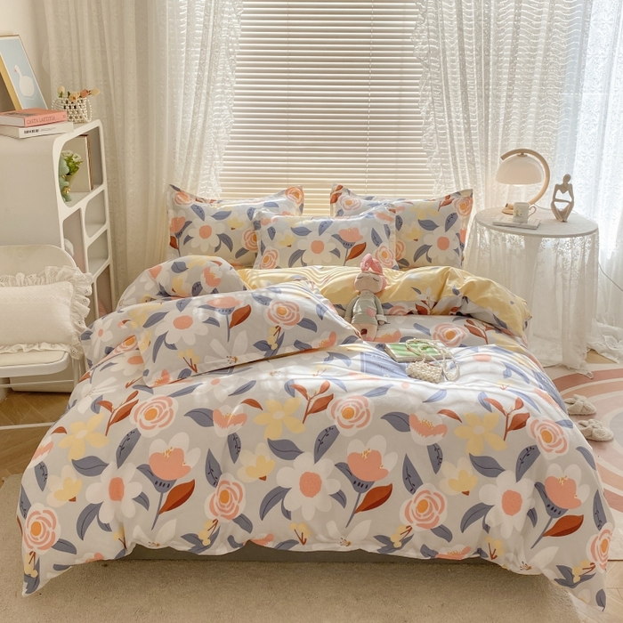 91家纺网 家纺一手货源 找家纺 （买家秀爆款花色不断货）A类母婴级小清新磨毛四件套简约磨毛四件套花卉磨毛四件套卡通磨毛四件套格子条纹 墨涧花香