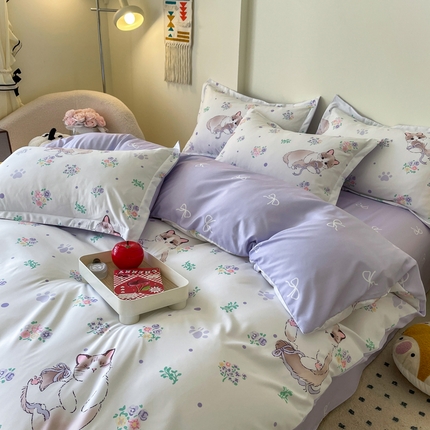 91家纺网 家纺一手货源 找家纺 （总）（买家秀爆款花色不断货）A类母婴级小清新磨毛四件套简约磨毛四件套花卉磨毛四件套卡通磨毛四件套格子条纹