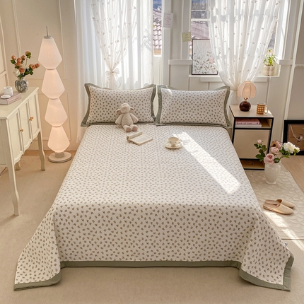 91家纺网 家纺一手货源 找家纺 尊妙被业 2025新款针织棉直边床盖三件套 微动