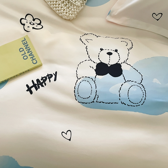 91家纺网 家纺一手货源 找家纺 （买家秀爆款花色不断货）A类母婴级小清新磨毛四件套简约磨毛四件套花卉磨毛四件套卡通磨毛四件套格子条纹 奇趣熊