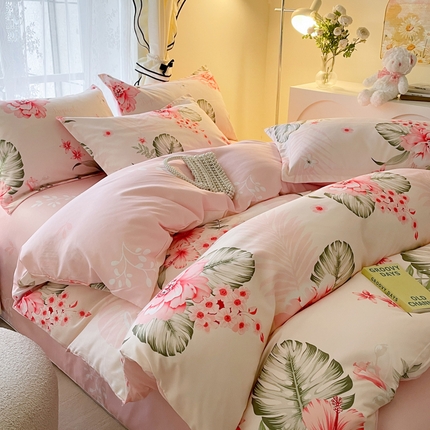 91家纺网 家纺一手货源 找家纺 （总）（买家秀爆款花色不断货）A类母婴级小清新磨毛四件套简约磨毛四件套花卉磨毛四件套卡通磨毛四件套格子条纹