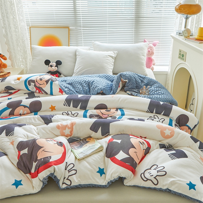91家纺网 家纺一手货源 找家纺 （买家秀 爆款花型长期款不断货）迪士尼豆豆被针织棉被子针织棉豆豆被迪士尼正版授权豆豆被春冬被-学生被 大头米奇