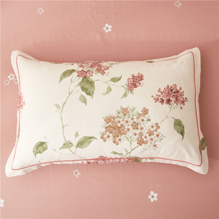 91家纺网 家纺一手货源 找家纺 沐白家居 2025新款全棉印花四件套 南枝-粉