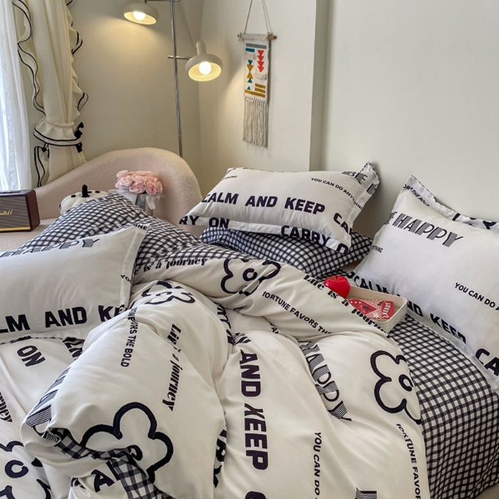 91家纺网 家纺一手货源 找家纺 （买家秀爆款花色不断货）A类母婴级小清新磨毛四件套简约磨毛四件套花卉磨毛四件套卡通磨毛四件套格子条纹 清新小花