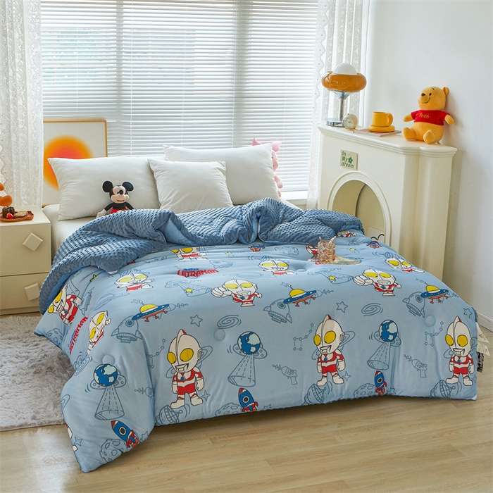 91家纺网 家纺一手货源 找家纺 （买家秀 爆款花型长期款不断货）迪士尼豆豆被针织棉被子针织棉豆豆被迪士尼正版授权豆豆被春冬被-学生被 奥特之光