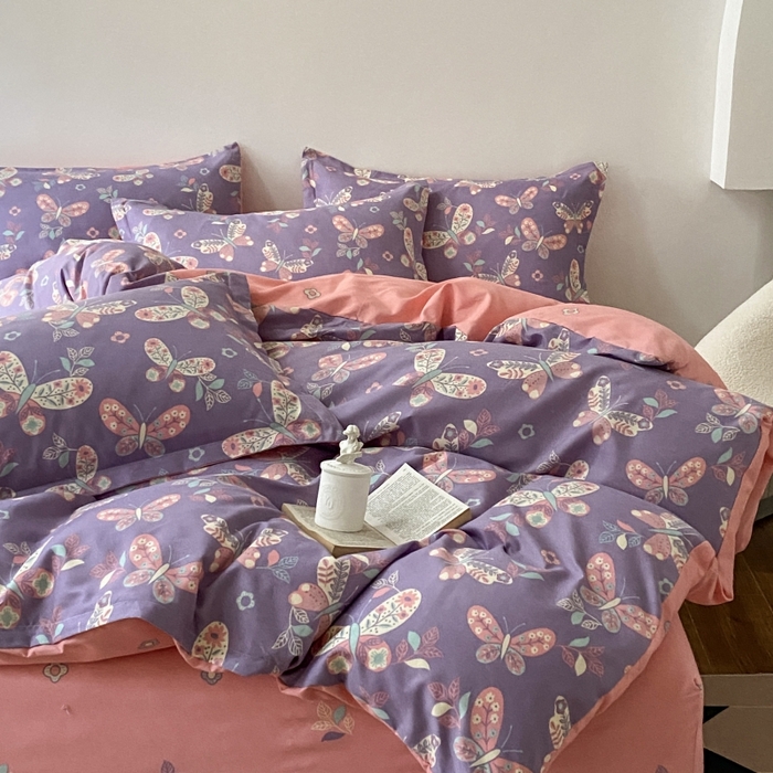 91家纺网 家纺一手货源 找家纺 （买家秀爆款花色不断货）A类母婴级小清新磨毛四件套简约磨毛四件套花卉磨毛四件套卡通磨毛四件套格子条纹 翩翩若叶