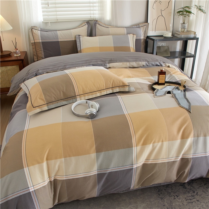 91家纺网 家纺一手货源 找家纺 沐白家居 2025新款全棉印花四件套 嘉宇格-咖