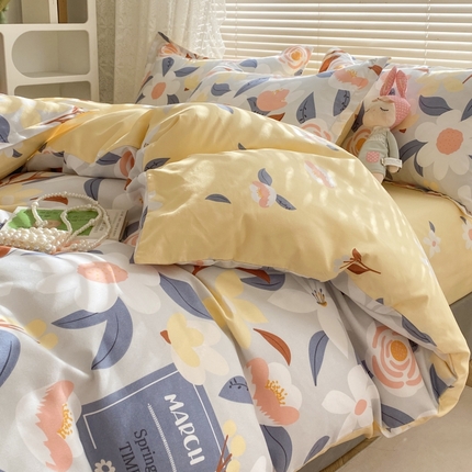 91家纺网 家纺一手货源 找家纺 （总）（买家秀爆款花色不断货）A类母婴级小清新磨毛四件套简约磨毛四件套花卉磨毛四件套卡通磨毛四件套格子条纹