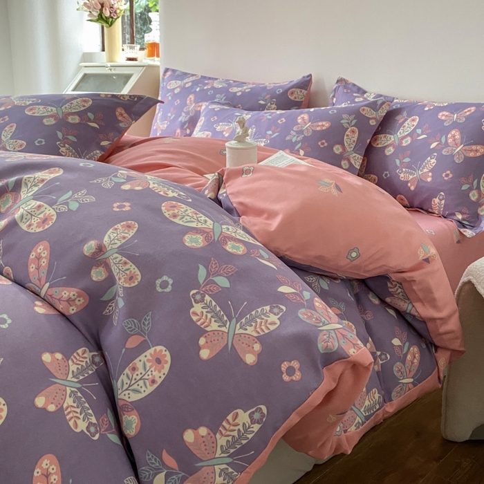 91家纺网 家纺一手货源 找家纺 （买家秀爆款花色不断货）A类母婴级小清新磨毛四件套简约磨毛四件套花卉磨毛四件套卡通磨毛四件套格子条纹 翩翩若叶