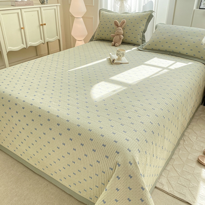 91家纺网 家纺一手货源 找家纺 尊妙被业 2025新款针织棉直边床盖三件套 搁浅