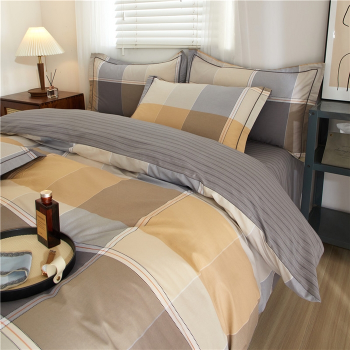 91家纺网 家纺一手货源 找家纺 沐白家居 2025新款全棉印花四件套 嘉宇格-咖