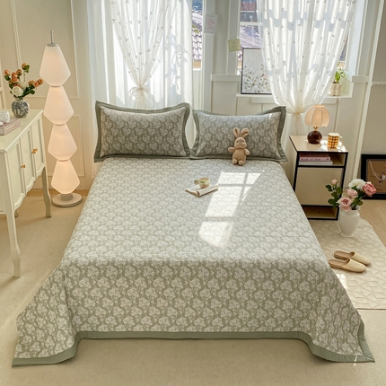 91家纺网 家纺一手货源 找家纺 尊妙被业 2025新款针织棉直边床盖三件套 沐眠
