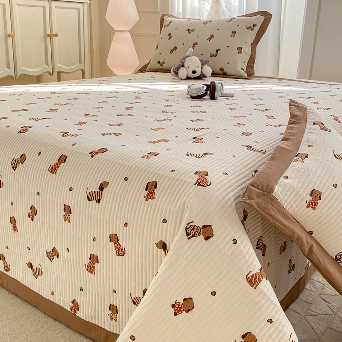 91家纺网 家纺一手货源 找家纺 尊妙被业 2025新款针织棉直边床盖三件套 安好