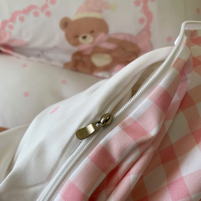 91家纺网 家纺一手货源 找家纺 （买家秀爆款花色不断货）A类母婴级小清新磨毛四件套简约磨毛四件套花卉磨毛四件套卡通磨毛四件套格子条纹 奶油小熊