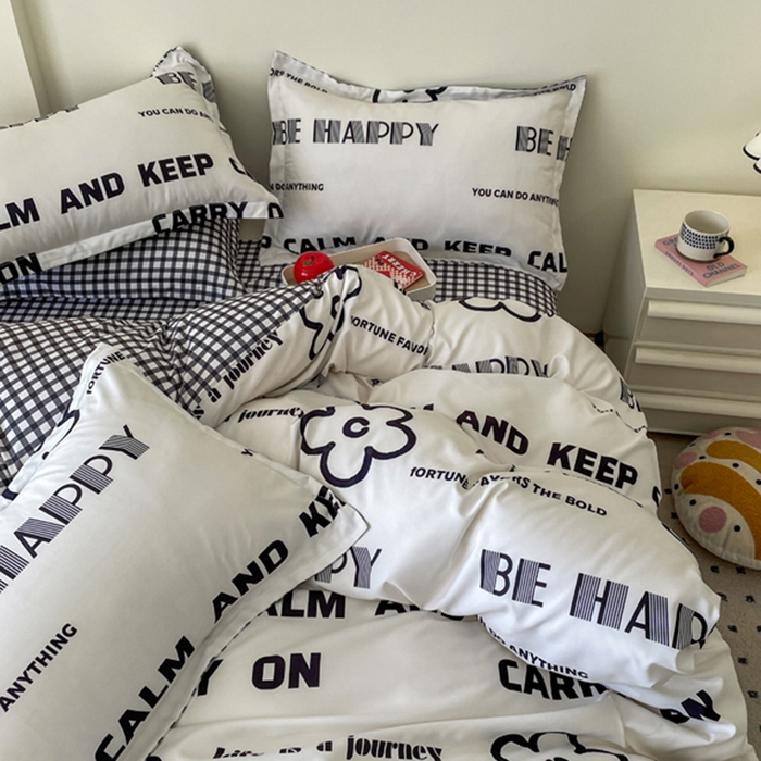 91家纺网 家纺一手货源 找家纺 （买家秀爆款花色不断货）A类母婴级小清新磨毛四件套简约磨毛四件套花卉磨毛四件套卡通磨毛四件套格子条纹 清新小花