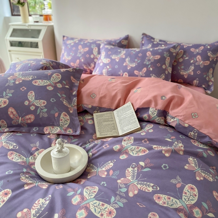 91家纺网 家纺一手货源 找家纺 （买家秀爆款花色不断货）A类母婴级小清新磨毛四件套简约磨毛四件套花卉磨毛四件套卡通磨毛四件套格子条纹 翩翩若叶