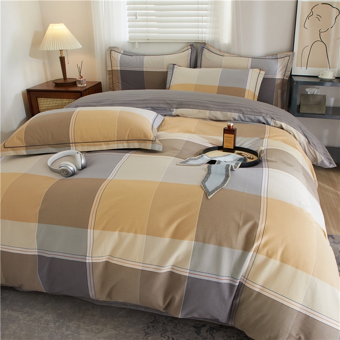 91家纺网 家纺一手货源 找家纺 沐白家居 2025新款全棉印花四件套 嘉宇格-咖