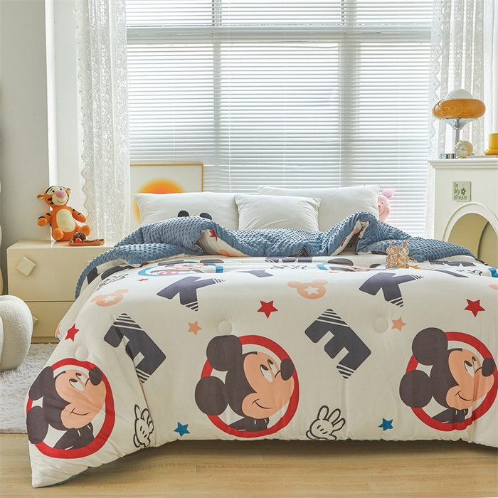 91家纺网 家纺一手货源 找家纺 （买家秀 爆款花型长期款不断货）迪士尼豆豆被针织棉被子针织棉豆豆被迪士尼正版授权豆豆被春冬被-学生被 大头米奇