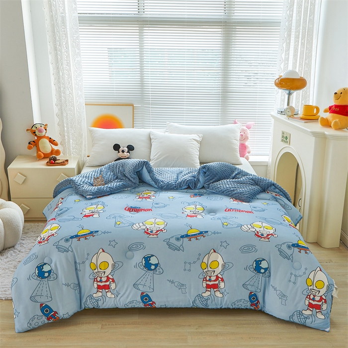 91家纺网 家纺一手货源 找家纺 （买家秀 爆款花型长期款不断货）迪士尼豆豆被针织棉被子针织棉豆豆被迪士尼正版授权豆豆被春冬被-学生被 奥特之光