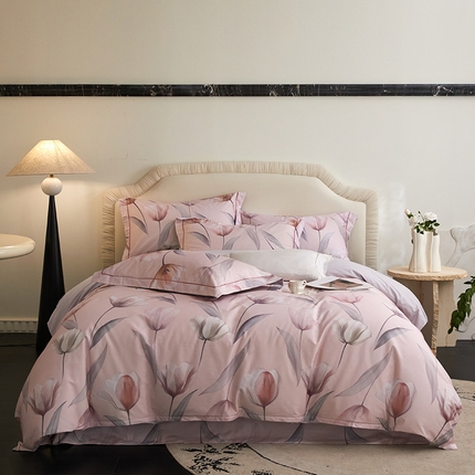 薏思家纺 2025新款13376活性全棉四季款-四件套 花欲晚-粉