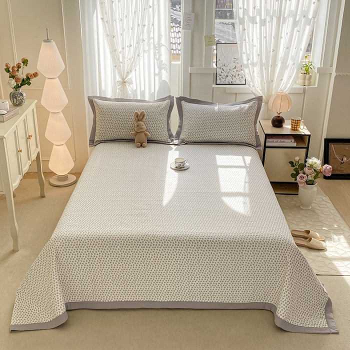 91家纺网 家纺一手货源 找家纺 尊妙被业 2025新款针织棉直边床盖三件套 故人