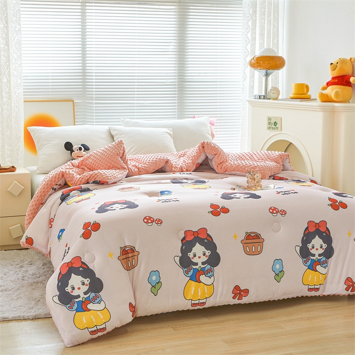 91家纺网 家纺一手货源 找家纺 （买家秀 爆款花型长期款不断货）迪士尼豆豆被针织棉被子针织棉豆豆被迪士尼正版授权豆豆被春冬被-学生被 迪士尼公主
