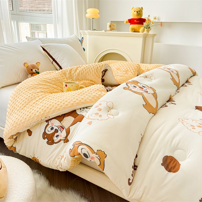 91家纺网 家纺一手货源 找家纺 （买家秀 爆款花型长期款不断货）迪士尼豆豆被针织棉被子针织棉豆豆被迪士尼正版授权豆豆被春冬被-学生被 搞怪奇奇蒂蒂