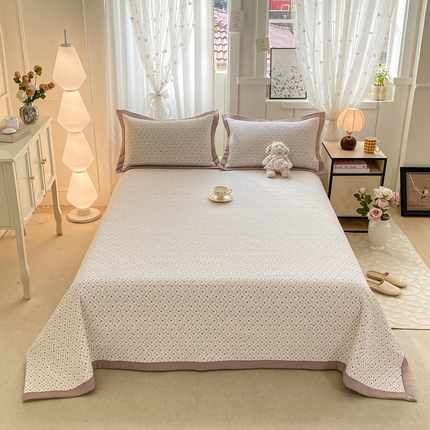 91家纺网 家纺一手货源 找家纺 尊妙被业 2025新款针织棉直边床盖三件套 洛思
