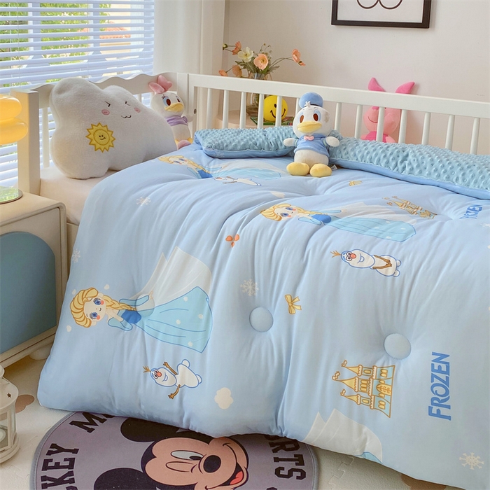 91家纺网 家纺一手货源 找家纺 （买家秀 爆款花型长期款不断货）迪士尼豆豆被针织棉被子针织棉豆豆被迪士尼正版授权豆豆被春冬被-儿童被 金发艾莎