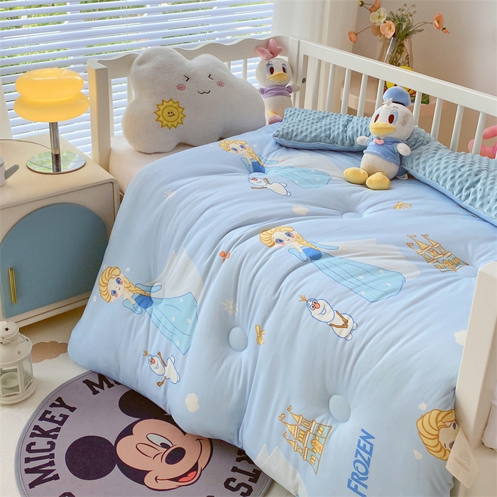 91家纺网 家纺一手货源 找家纺 （买家秀 爆款花型长期款不断货）迪士尼豆豆被针织棉被子针织棉豆豆被迪士尼正版授权豆豆被春冬被-儿童被 金发艾莎