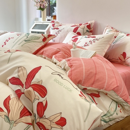 91家纺网 家纺一手货源 找家纺 （总）（买家秀爆款花色不断货）A类母婴级小清新磨毛四件套简约磨毛四件套花卉磨毛四件套卡通磨毛四件套格子条纹