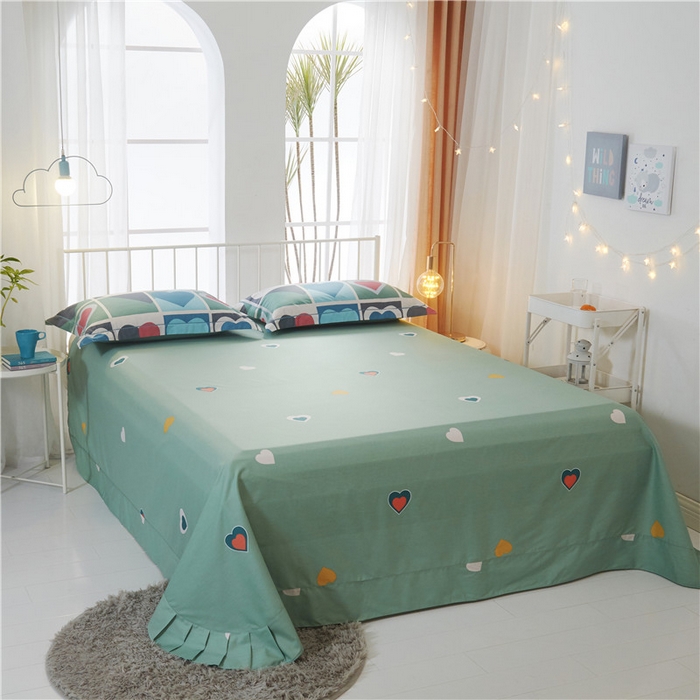 91家纺网 家纺一手货源 找家纺 沐白家居 2025新款全棉印花四件套 彩虹心