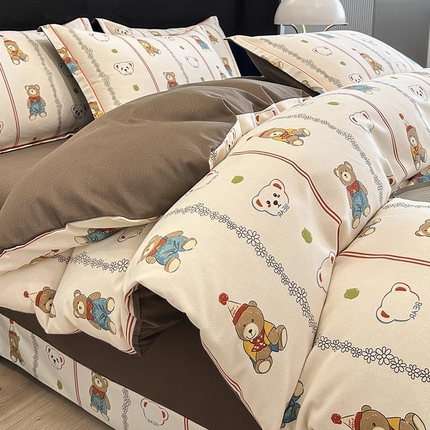 91家纺网 家纺一手货源 找家纺 （买家秀 爆款花色不断货）A类母婴级纯棉磨毛四件套简约纯棉全棉磨毛四件套纯棉四件套全棉四件套花卉磨毛 童话