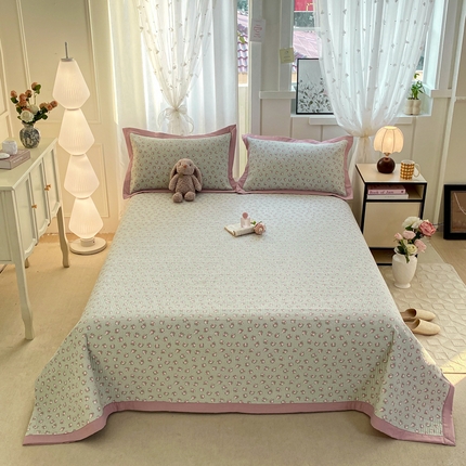 91家纺网 家纺一手货源 找家纺 尊妙被业 2025新款针织棉直边床盖三件套 三寻