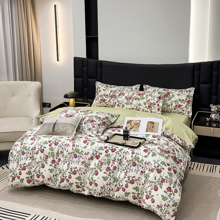 91家纺网 家纺一手货源 找家纺 （买家秀爆款花色不断货）A类母婴级小清新磨毛四件套简约磨毛四件套花卉磨毛四件套卡通磨毛四件套格子条纹 梦幻玫瑰