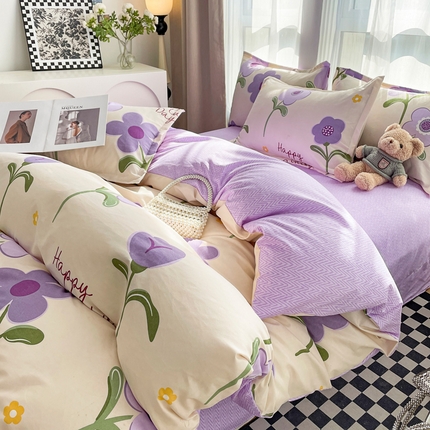 91家纺网 家纺一手货源 找家纺 （总）（买家秀爆款花色不断货）A类母婴级小清新磨毛四件套简约磨毛四件套花卉磨毛四件套卡通磨毛四件套格子条纹