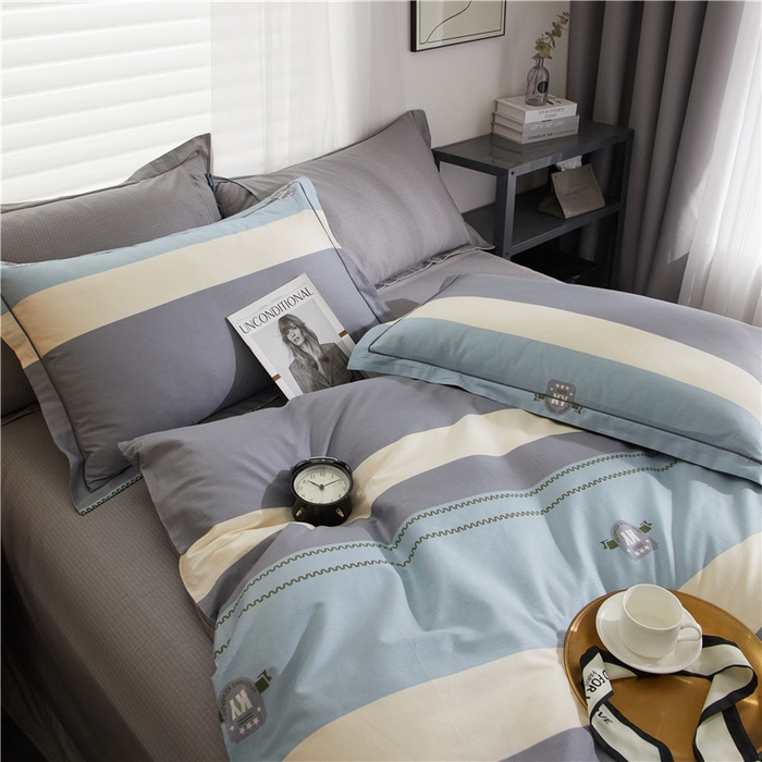 91家纺网 家纺一手货源 找家纺 沐白家居 2025新款全棉印花四件套 格雷尔