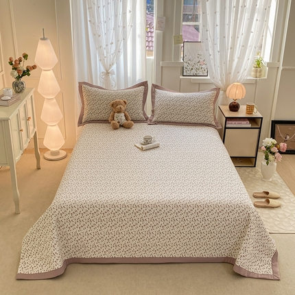 91家纺网 家纺一手货源 找家纺 尊妙被业 2025新款针织棉直边床盖三件套 简一