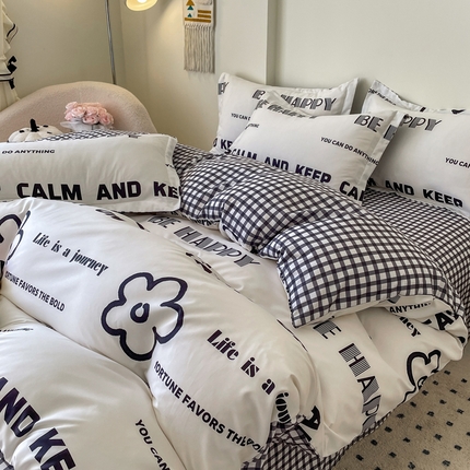 91家纺网 家纺一手货源 找家纺 （总）（买家秀爆款花色不断货）A类母婴级小清新磨毛四件套简约磨毛四件套花卉磨毛四件套卡通磨毛四件套格子条纹