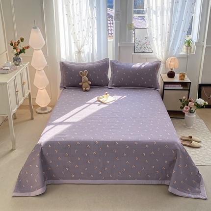 91家纺网 家纺一手货源 找家纺 尊妙被业 2025新款针织棉直边床盖三件套 喜番